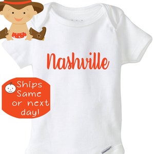 Nashville Tennessee baby onesie, Nashville bodysuit, Music city, Baby shower gift, Country baby onesie, City baby bodysuit