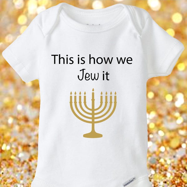 Hanukkah baby shirt, This is how we Jew it funny Jewish onesie, baby shower gift, menorah, newborn-24 months, holiday baby bodysuit