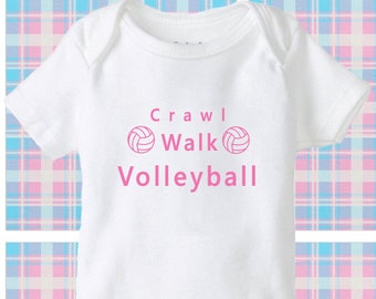 Baby volleyball onesie/ baby volleyball shirt/ Crawl walk Volleyball/ baby shower gift/ volleyball bodysuit for boys for girls