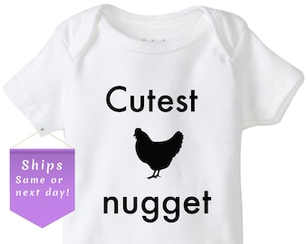 Cutest chicken nugget, little nugget onesie®, chicken nugget, nugget onesie®, cute baby bodysuit, baby shower gift, cutest little nugget
