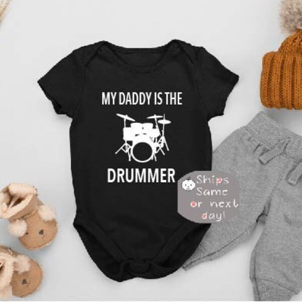 My daddy is the Drummer Baby Onesie®, Drummer onesie®, Band baby bodysuit, Drummer toddler shirt, Custom onesie®/toddler shirt