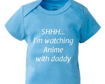 Anime onesie®, shhh I'm watching Anime with daddy, Anime bodysuit computer animation, baby shower gift Anime baby funny cosplay baby onesie®