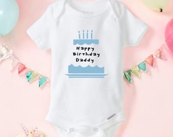 Happy Birthday Daddy baby onesie®, Birthday Party baby bodysuit shirt Baby shower gift, Dad's Birthday Celebration baby onesie® cake design