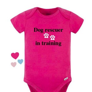 Dog rescuer onesie®, Dog rescuer in training, Pink onesie®/toddler shirt animal rescue, dog bodysuit, adopt a dog, dog baby onesie®