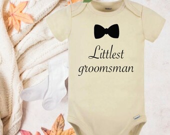 Littlest groomsman, Groomsman onesie®, Littlest Groomsman toddler shirt, Wedding baby onesie®, Bachelor party bodysuit, Cream baby onesie®