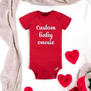 Custom baby onesie®, Design your own onesie®, Red baby bodysuit, Unisex onesie®, Custom toddler shirt, Baby shower gift, Personalized onesie