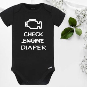 Funny baby onesie® / Gift for Baby / Check diaper, Car baby onesie® / Baby shower gift /Car baby shirt / Unisex baby shirt,/ Racing onesie®