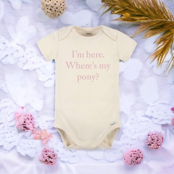 Im Here Where s My Pony Pony Onesie Western Baby Onesie Cream Baby Bodysuit Country Baby Onesie Baby Shower Etsy UK