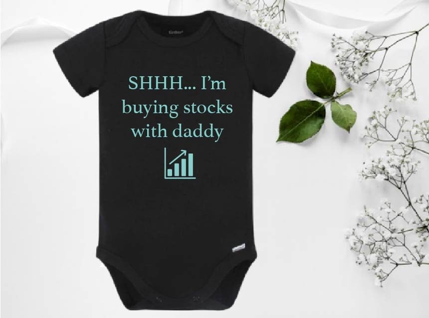 SHHH I'm buying stocks with daddy, Stocks baby onesie®/toddler shirt, Baby shower gift, Black baby onesie®, Stock market bodysuit