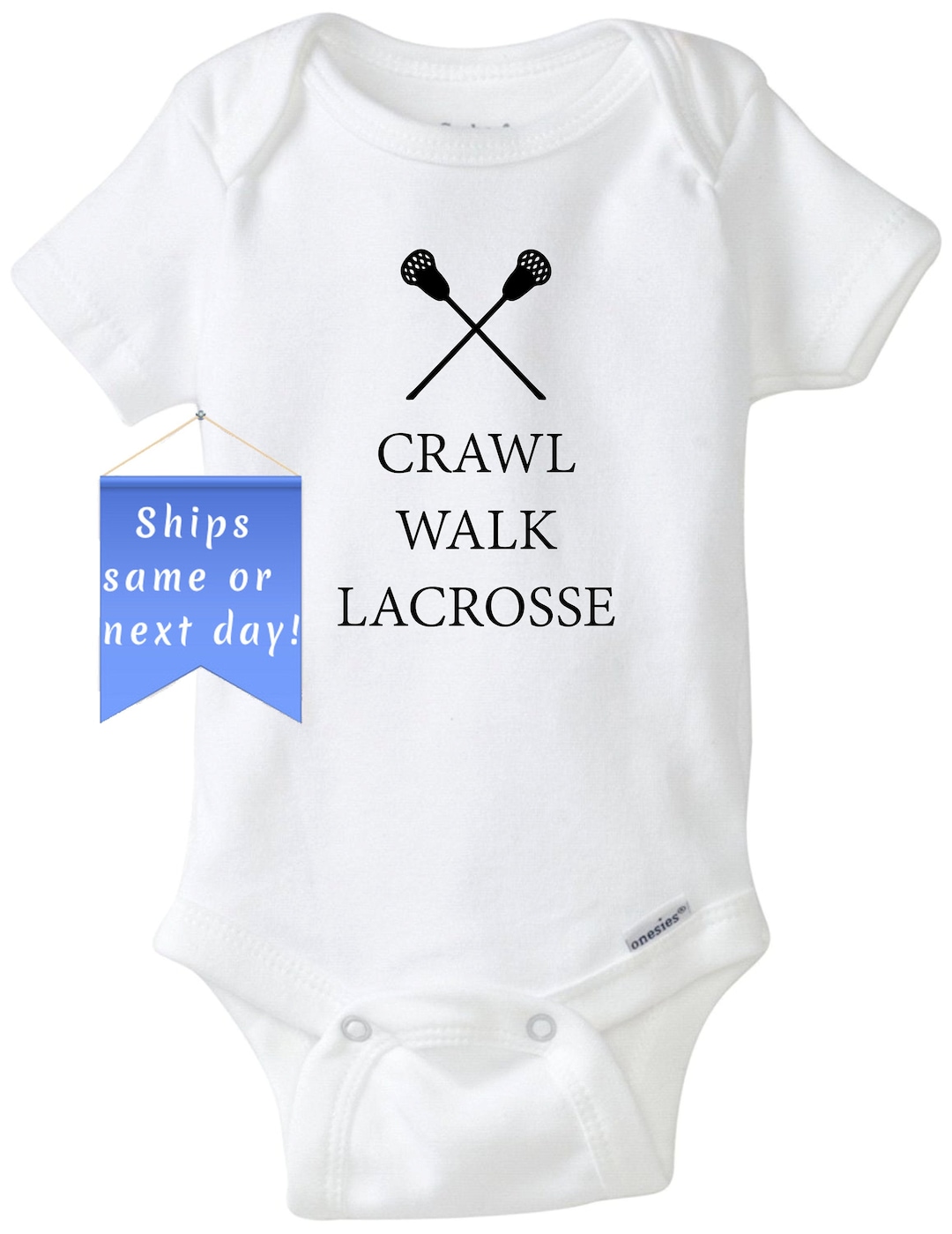 Crawl Walk Lacrosse, Lacrosse Onesie, Lacrosse Stick, White Baby Shirt, Sports Baby, Lacrosse
