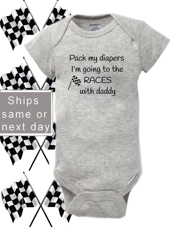 Racing Baby Bodysuit Gray Onesie Pack My Diapers I'm Etsy