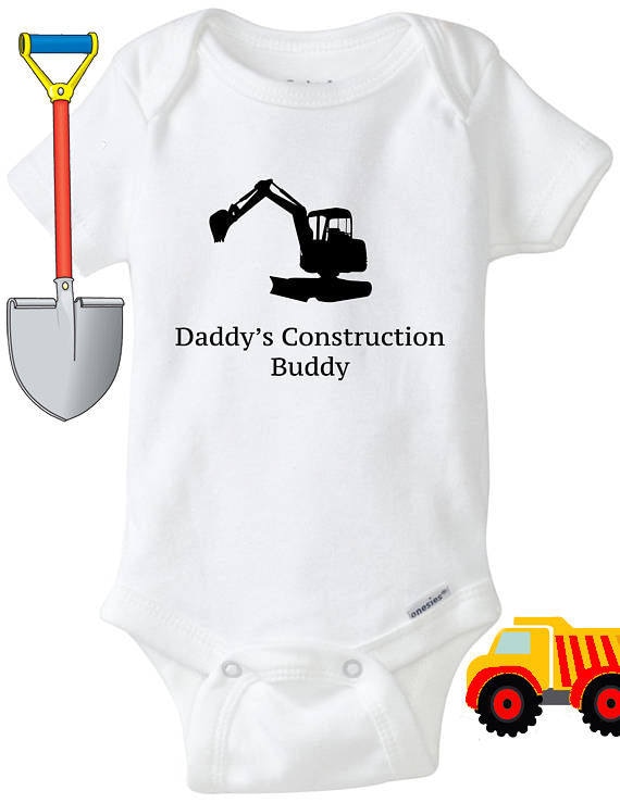 Daddy s Construction Buddy Baby Bodysuit White Baby Onesie