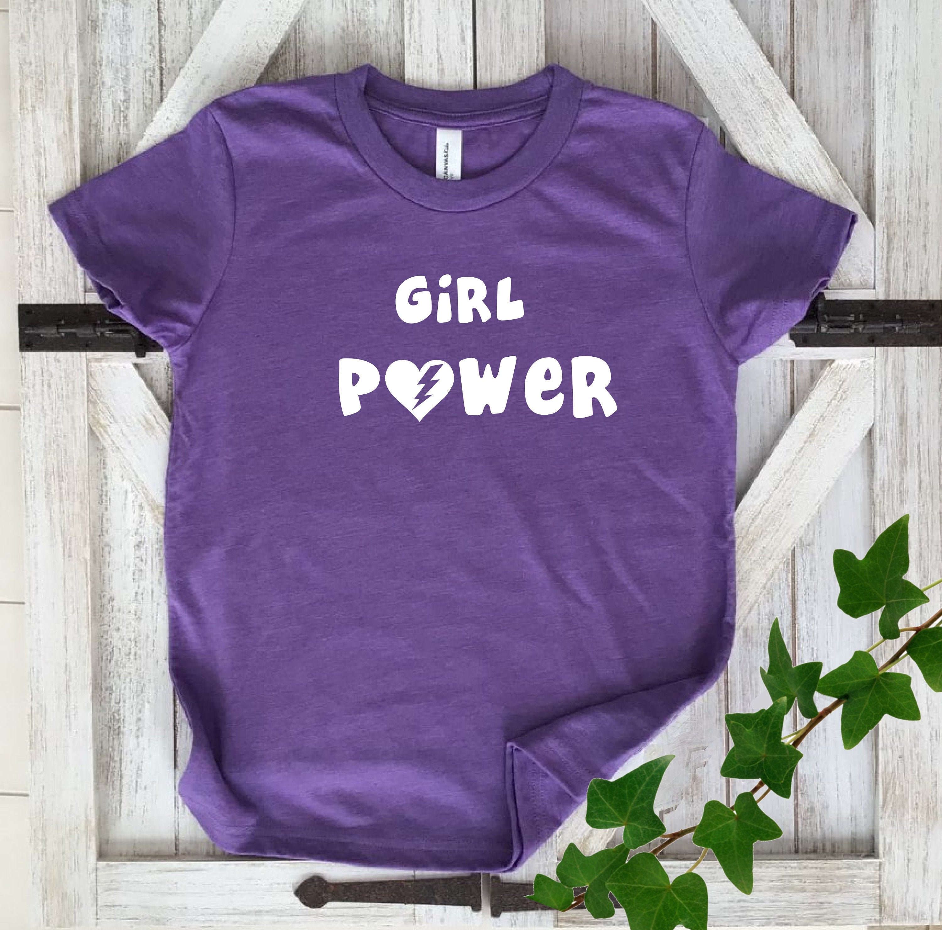 Kids Girl Power t shirt Girl Power unisex shirt Purple Youth tshirt Children s Girl Power Tee Girl Power heart with lightning strike