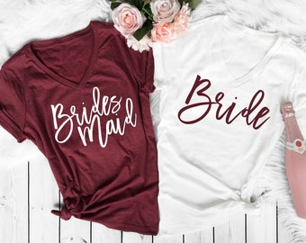 bride maid of honor and bridesmaid shirts