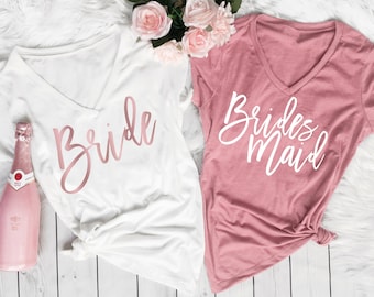 bride maid of honor and bridesmaid shirts