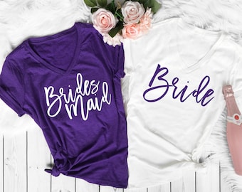 Camisa de dama de honor púrpura, Camisas de preparación, Camisa de despedida de soltera, Propuesta de dama de honor, Regalo de dama de honor, Camisa de fiesta nupcial, Boda