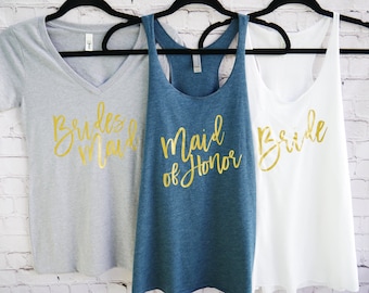 Bridesmaid shirts  -  Bridesmaid Tank Top - Bachelorette Party Shirts - Maid of Honor Shirt - Mother of the Bride Shirt - Bridal Party Shirt