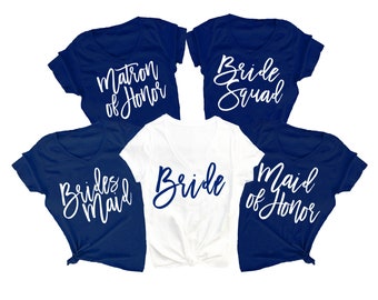 Navy Bridesmaid Shirts, Getting Ready Shirt, Navy Bridesmaid Pajamas, Bridesmaid Proposal, 2024 Bridal Party Shirt, Wedding Day Shirt