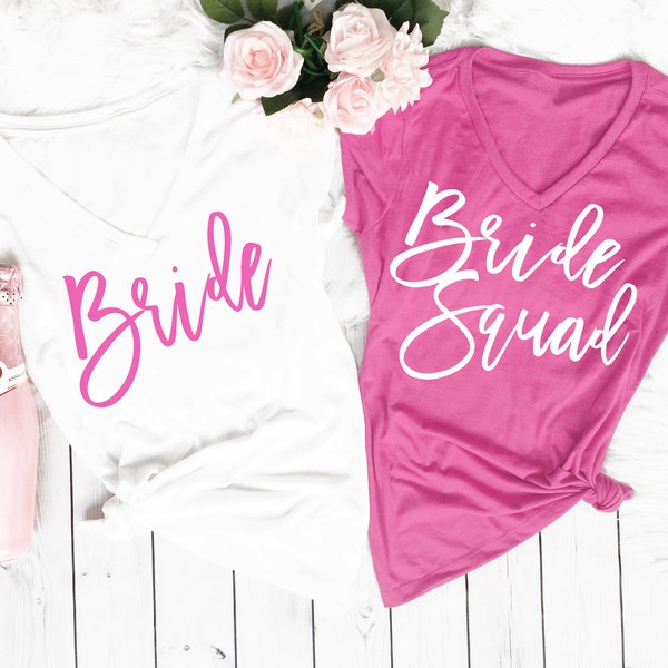 Bride Squad Shirt, Pink Bachelorette Shirts, Pink Bridesmaid Shirt, Bachelorette Party Bag, Bachelorette Favor Gift Bag, Bride Squad