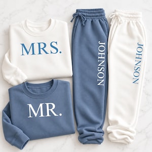 Conjunto deportivo para parejas, sudadera personalizada para luna de miel, pantalones deportivos para parejas, regalo de boda para recién casados, regalo de compromiso, regalo de Navidad.