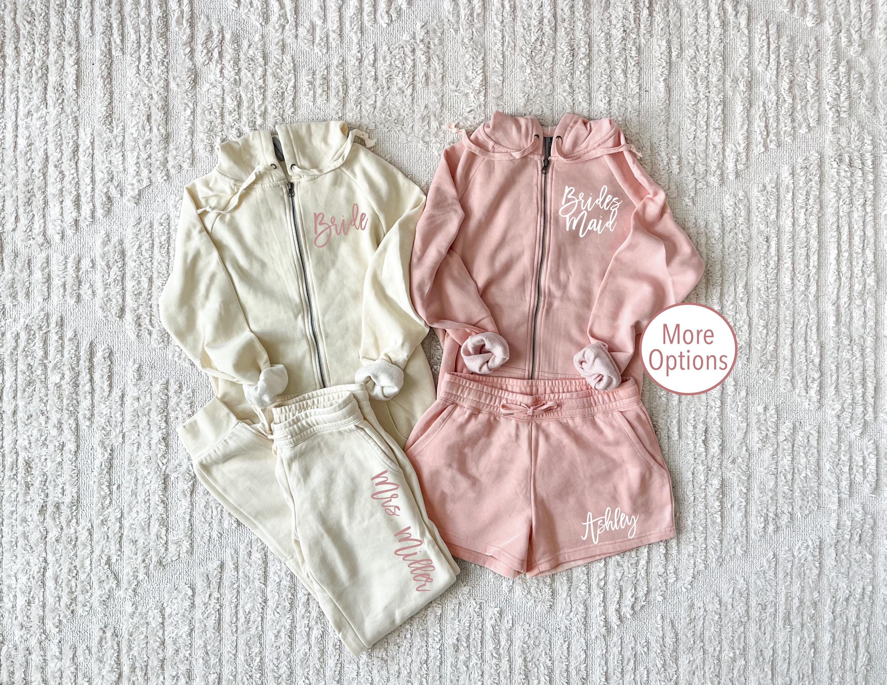 custom bridesmaid pajama set, bridal party pjs, bridesmaids getting ready outfit, bridesmaid sweatsuit, custom bridesmaid gift, sweatshirt
