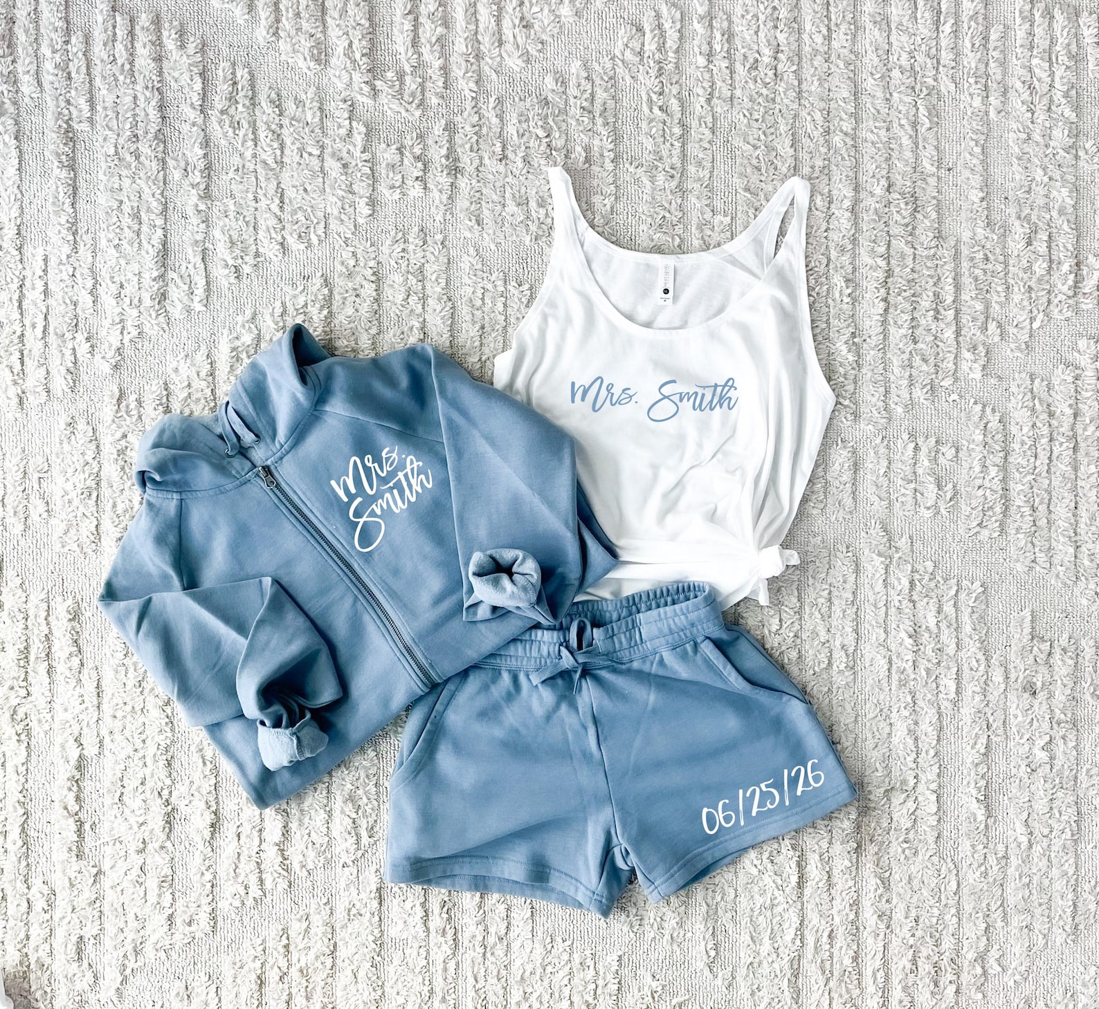 Mrs. Pajama Set, Mrs Tank, Custom Bride Pjs, Bride Pajamas, Mrs. Set, Bridal Shower Gift, Custom Engagement Gift, Wedding Day Pajamas
