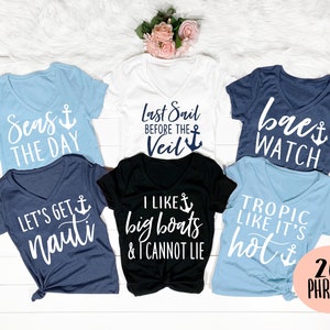 Nautical Bachelorette Party Shirts, Bachelorette Shirts, Bachelorette Cruise, Last Sail Before the Veil, Let&#39;s Get Nauti, Beach Bachelorette