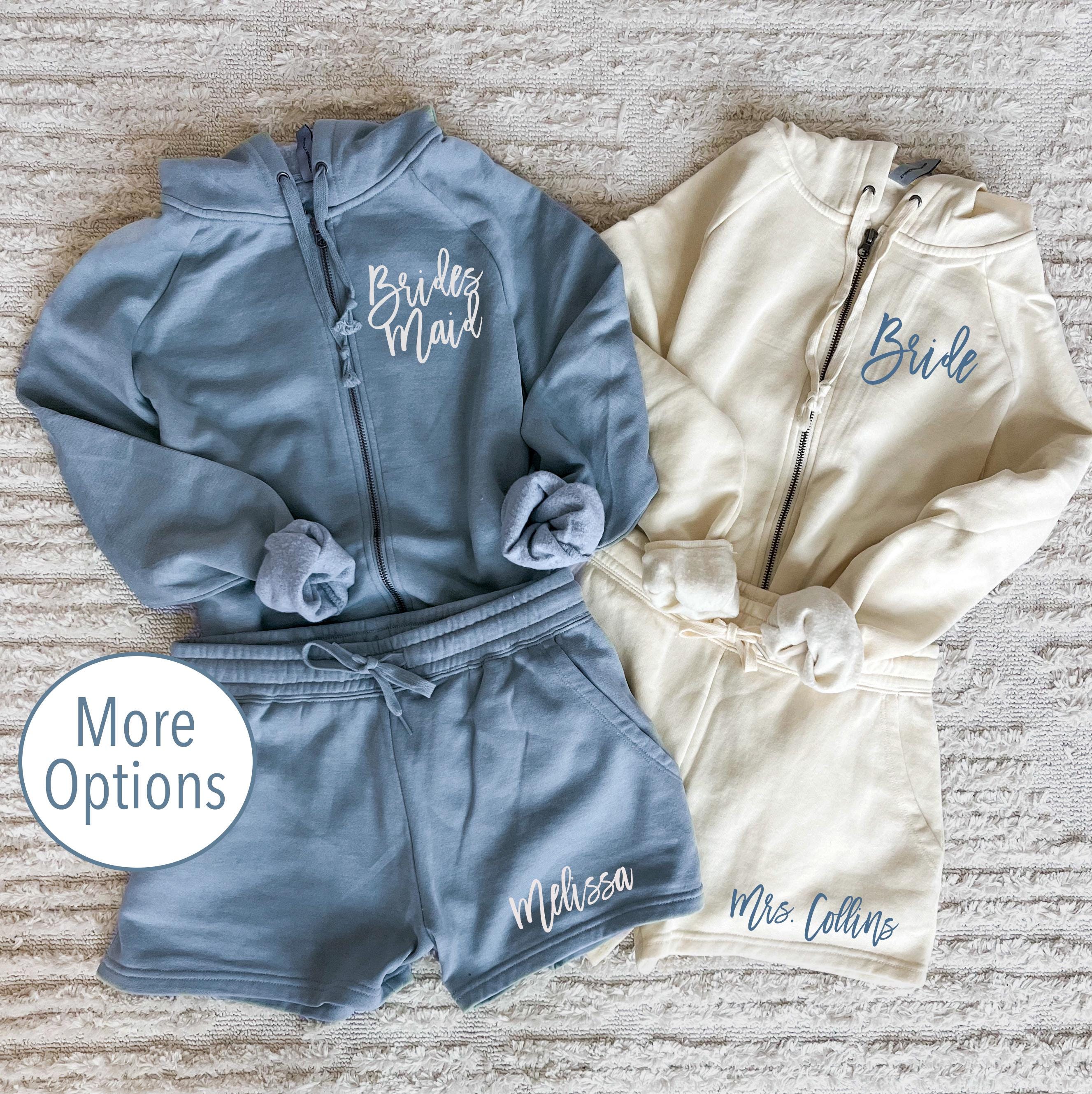 custom bridesmaid pajama set, bridal party pjs, bridesmaids getting ready outfit, bridesmaid sweatsuit, custom bridesmaid gift, sweatshirt