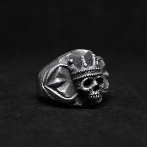 Hand Sculpted King Crown Skull Ring Oxidized Lead Free Pewter White Brass and Sterling Silver Ring Etsy UK