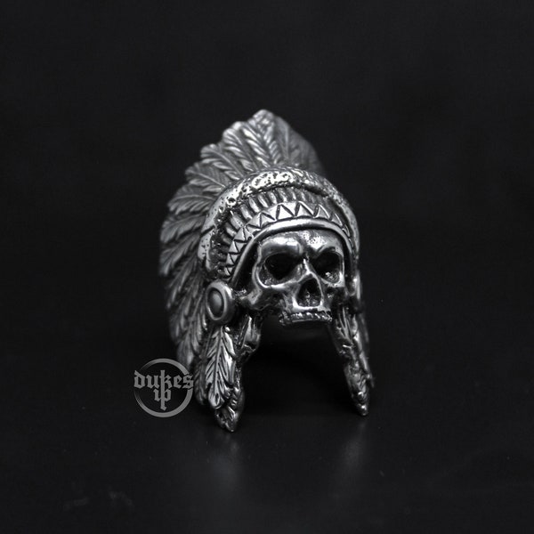 Handmade jawless indian apache skull ring : Oxidized brass and sterling silver skull rings. Perfect gift for your loved ones