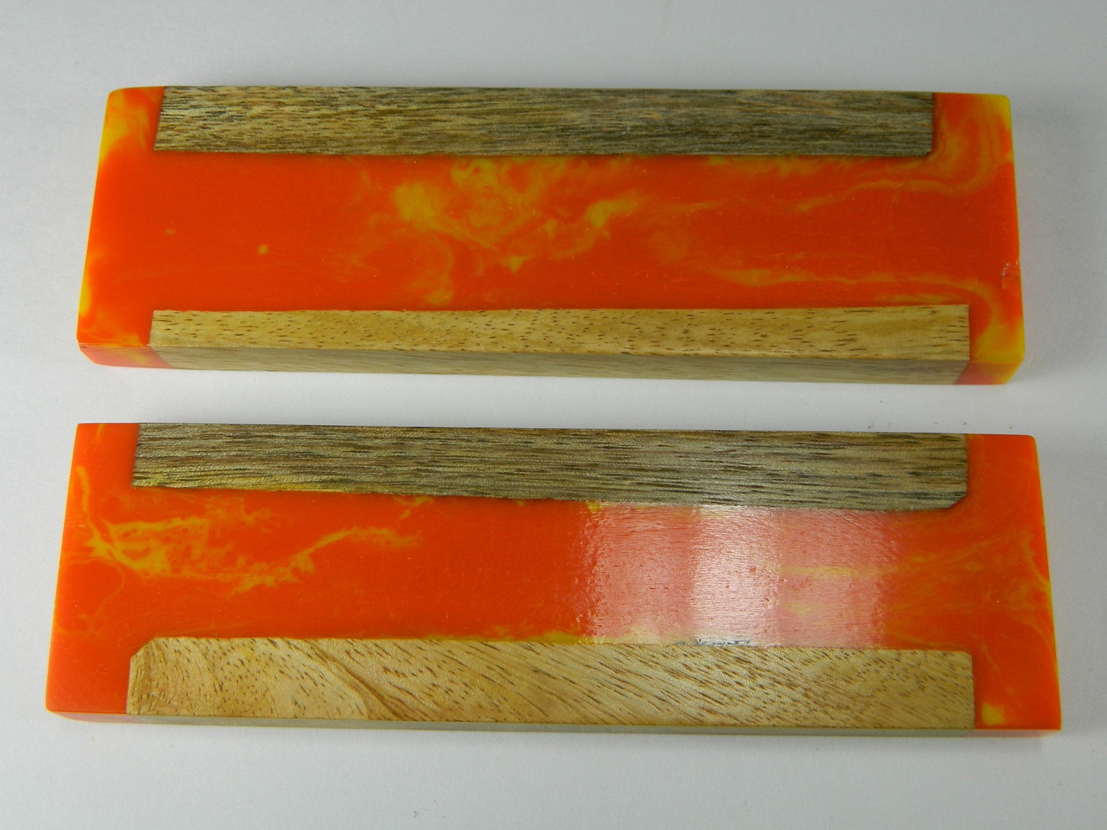 Wood & Resin Inlaid Knife Handle Blank Scales 1 Pair Orange Etsy