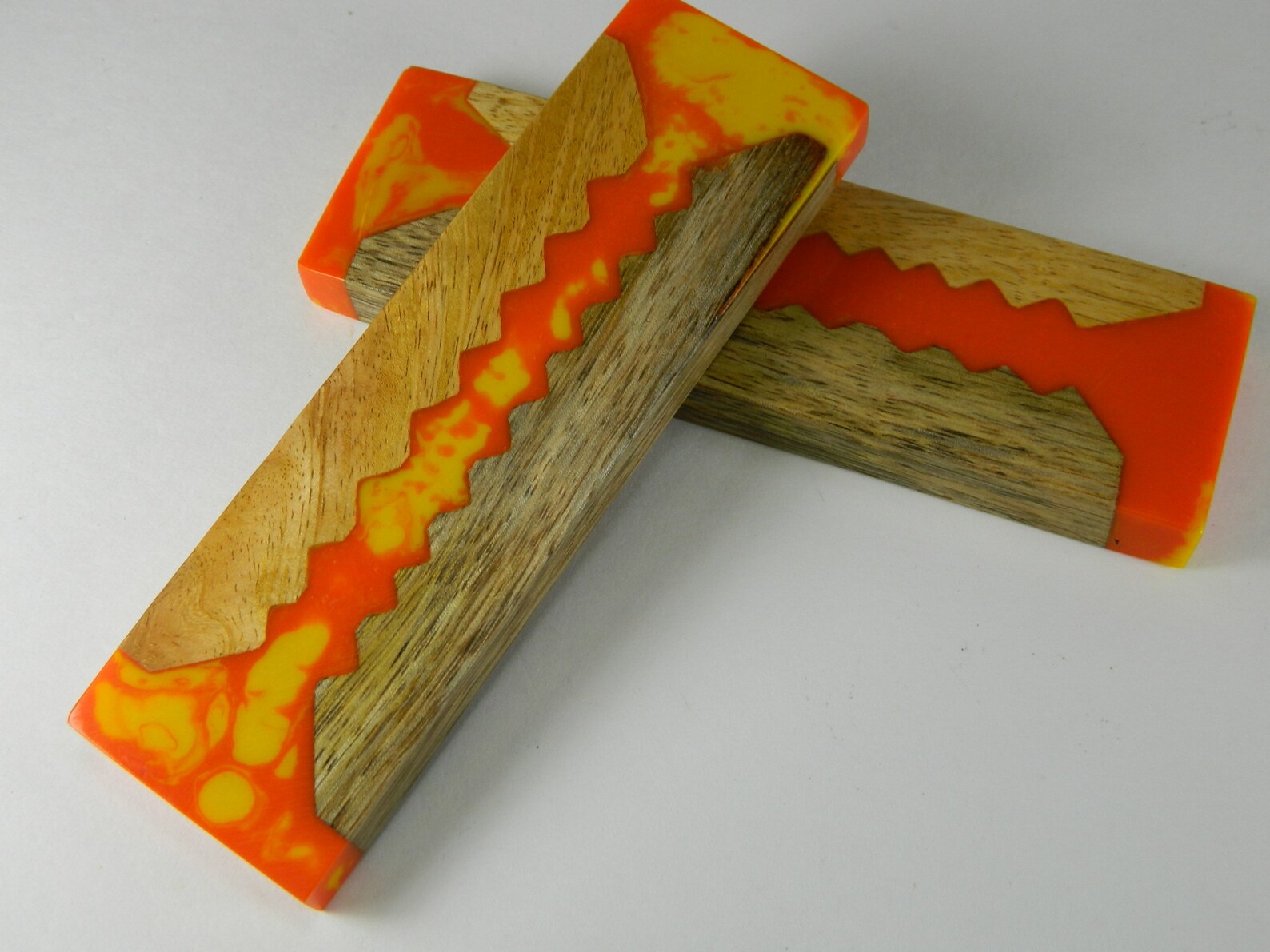 Wood & Resin Inlaid Knife Handle Blank Scales 1 Pair Orange Etsy