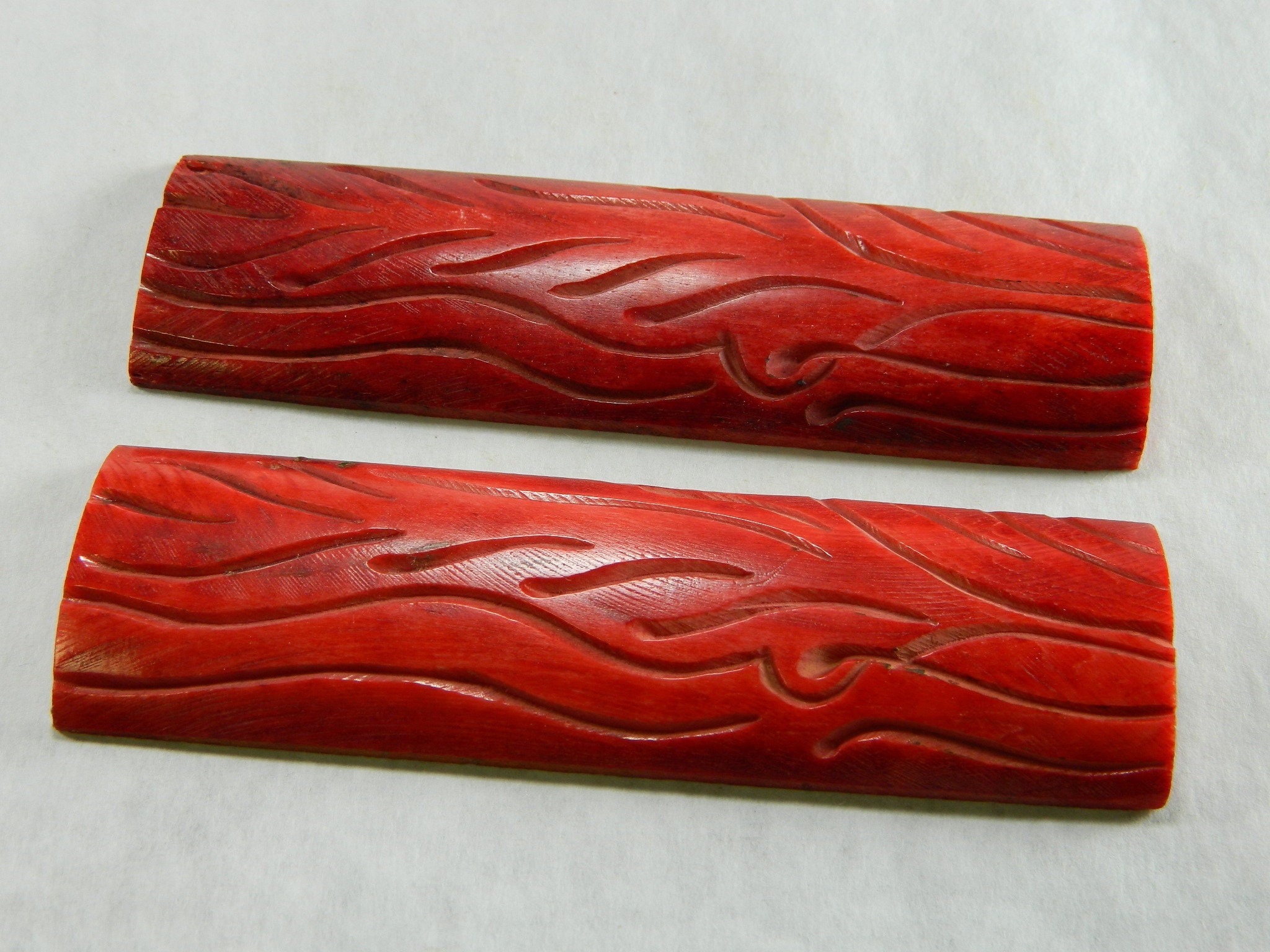 Color Washed Carved Camel Bone Knife Handle Blank Scales 1 Etsy