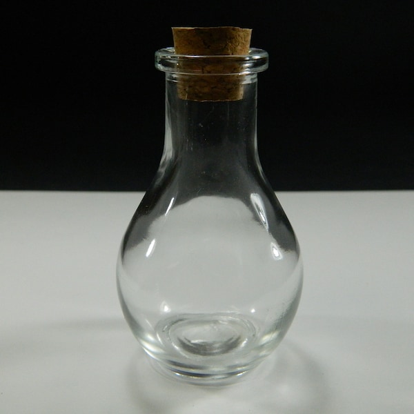 49MM Flask Style Apothecary Perfume Bead Container Glass Bottles - Corked Flask Shape Glass Apothecary Display Bottle