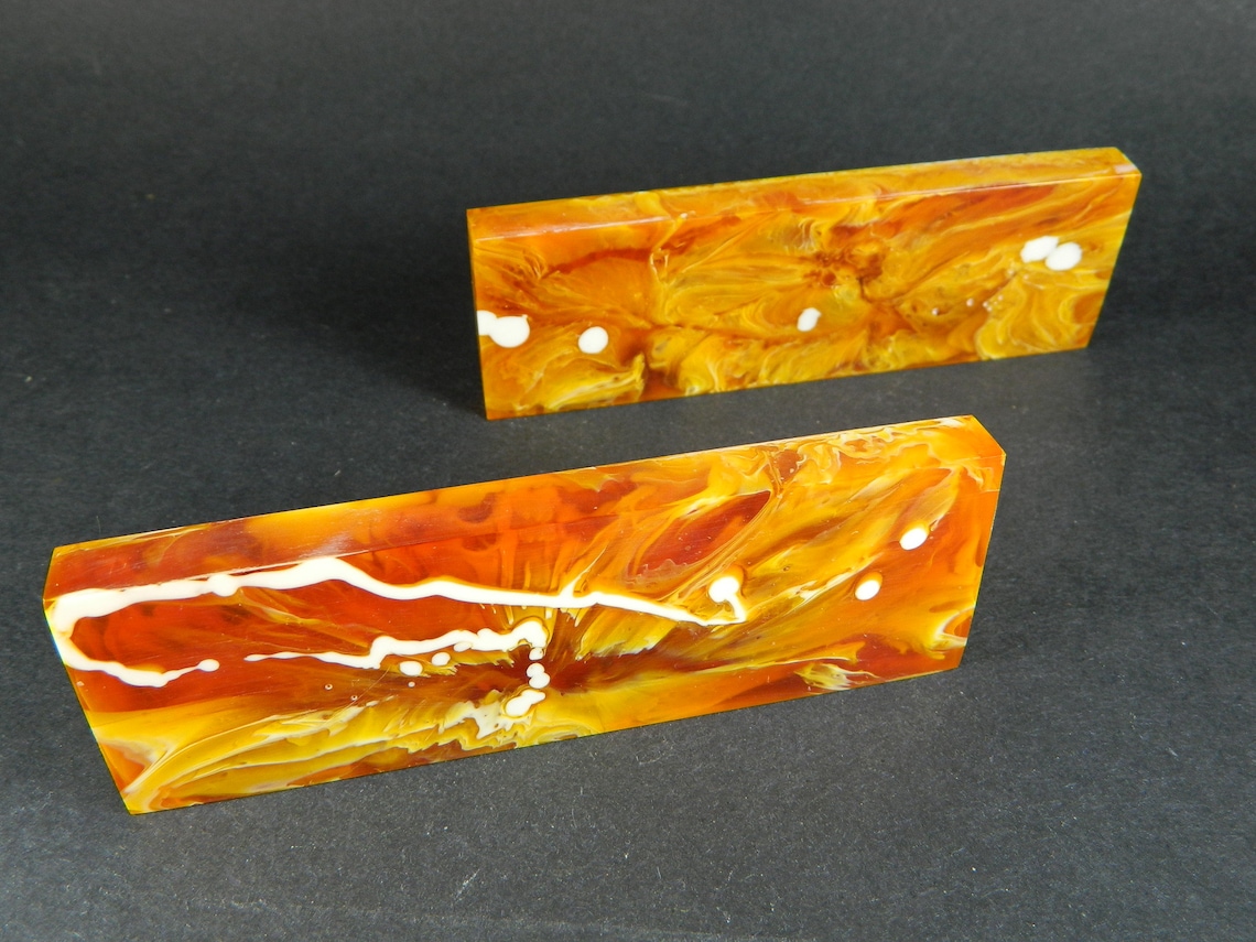Marbled Resin Inlaid Knife Handle Blank Scales 1 Pair Etsy