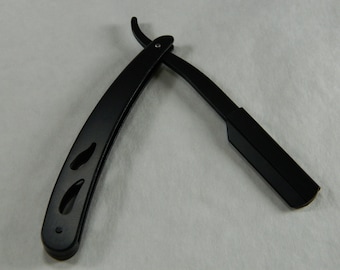 Stainless Steel Straight Razor - Single Blade Black Stainless Steel Straight Razor - Folded Black Steel Barber Blade Folding Straight Razor