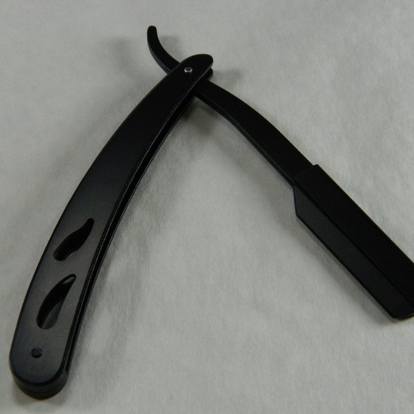 Stainless Steel Straight Razor - Single Blade Black Stainless Steel Straight Razor - Folded Black Steel Barber Blade Folding Straight Razor