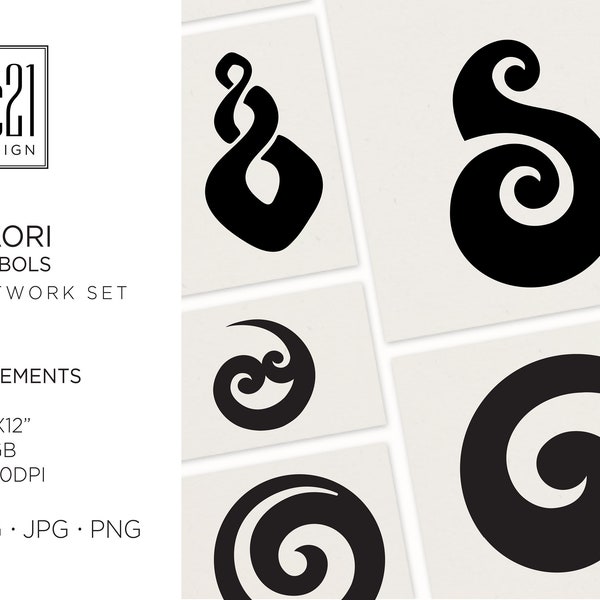 9 Maori symbols - Cliparts -  Digital prints, Instant downloads