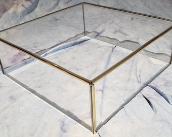 Acrylic Cake stand - Riser : 5 sided, open bottom stand with gold or silver trim ; available in many sizes