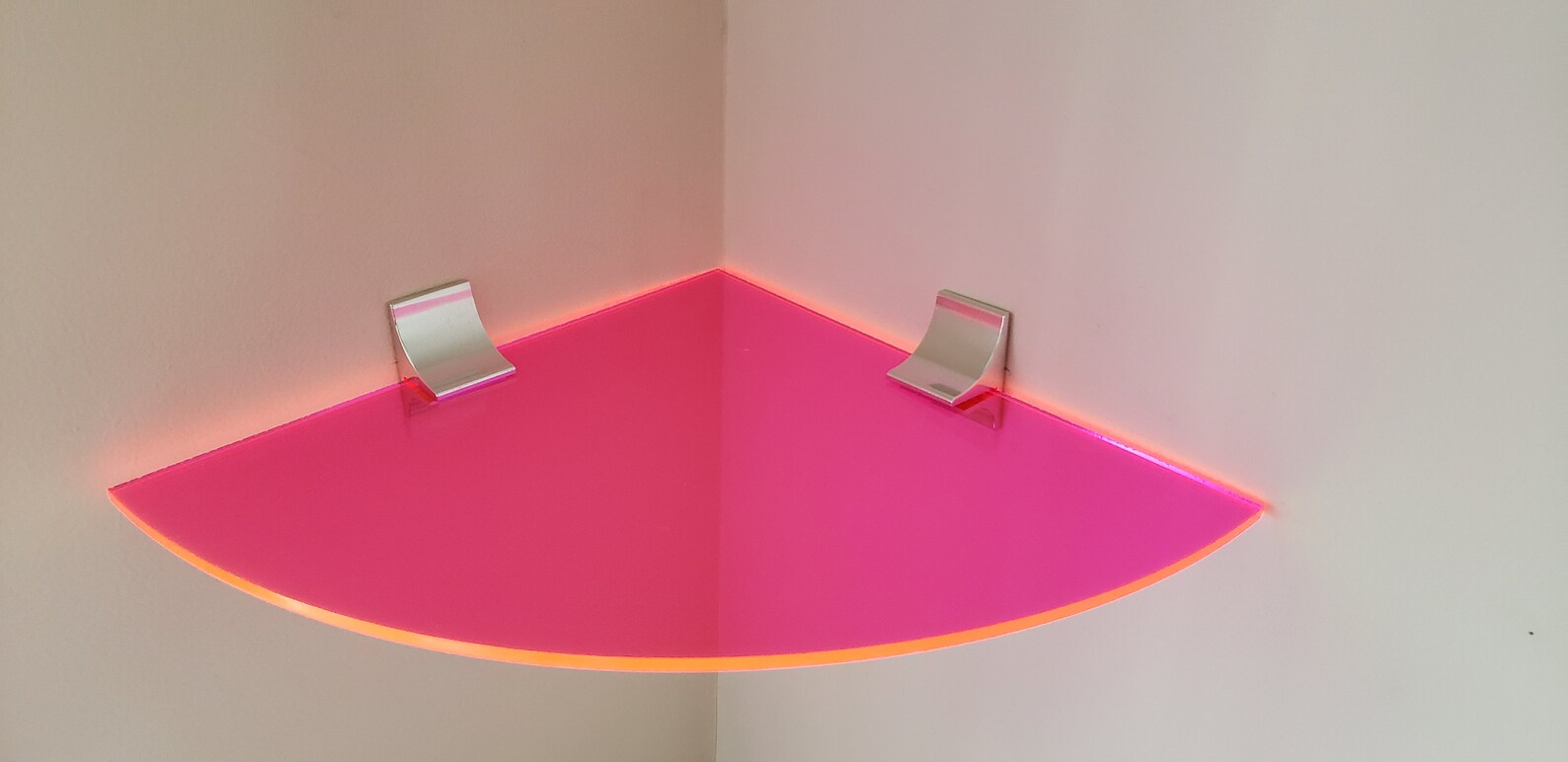 Neon Acrylic Corner Wall Shelf With Metal Brackets 12d Etsy