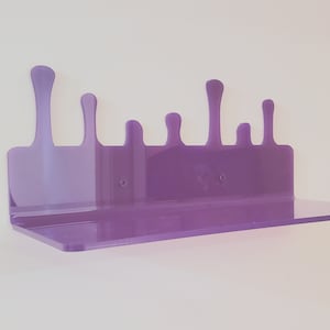 14" Groovy Neon Drip Shelf, Decorative Wall Shelf,  - 14"L x 8"D x 6.25"H Hand Crafted in the USA- Purple
