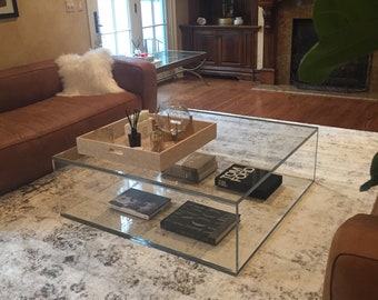 Acrylic Coffee Table "box" style 40" x 40" x 18"H  Made to order !!  *Custom sizing never a problem*  Hand crafted in the U.S.