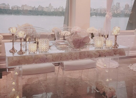 Acrylic Sweetheart Bride Groom Table Modular Top Ghost Table