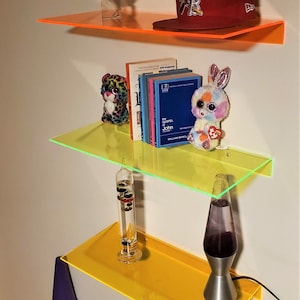 22&quot; Folded Color Lucite Wall Shelf,  - 22&quot; long x 8&quot; deep 1/4&quot; acrylic - Hand Crafted in the USA- Custom sizing and Color options available