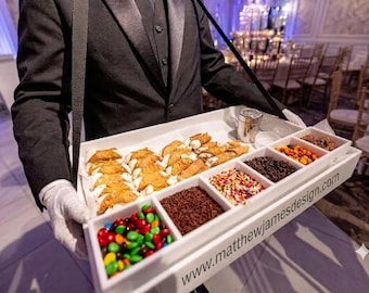 22" x 16" x 2" Acrylic Cannoli Tray, 6-Compartment Insert & Strap