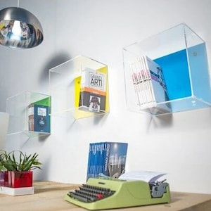 Bright Color Lucite Wall Hanging Cubes, back Color Options - 12x12x10&quot;D - Hand crafted in the USA - Custom sizing available
