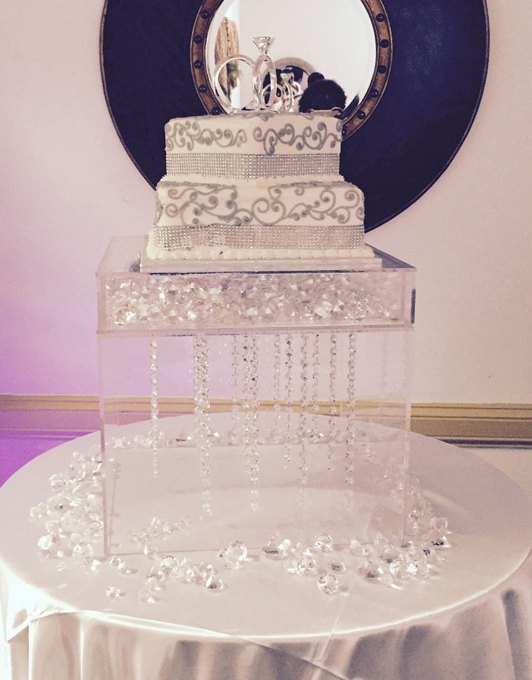 【cake】ANDRÉSD decorative tulle tops White Tulle Lace Round Tabletop Cap | Lace Fitted Tablecloth