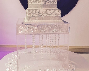 Acrylic Cake Stand 18" cube - Modular top section on lower box - hand Crafted in the US - custom sizing available