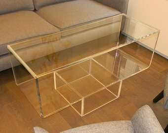Acrylic Coffee Table "upside down waterfall" style 36" x 18" x 20"H  Made to order *Custom sizing never a problem*  Hand crafted in the U.S.