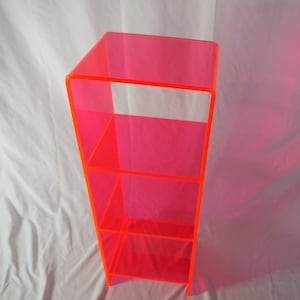 Neon Red/Hot Pink Colored Acrylic Bookshelf/bookcase  40"Hx12"Wx12"D in 1/2" acrylic*Custom size is not a problem* hand crafted in the U.S.